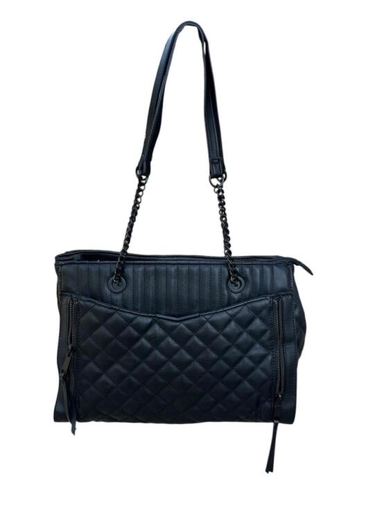 ALDO Handbags - ALDO Black Quilted Shoulder Bag Chain Strap Large Tote Faux Leather